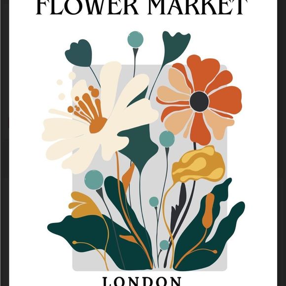 Flower Market London, Aesthetic Abstract Floral Boho Digital Wall Art Print - Picture 4 of 4
